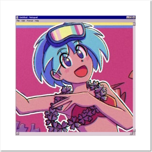 Vaporwave summer anime girl Posters and Art